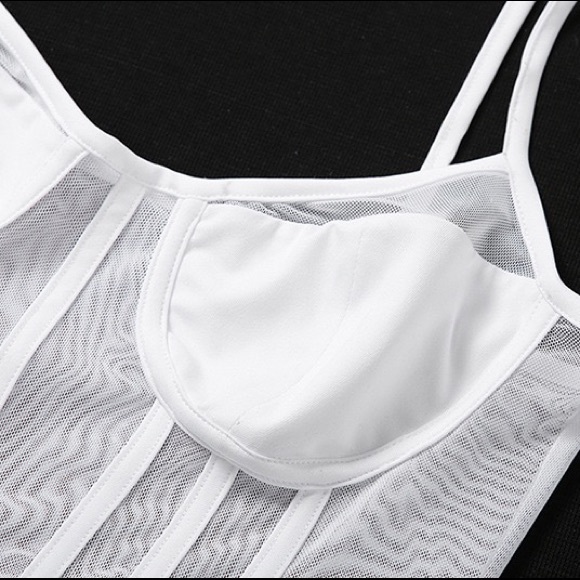 Woman adult sheer crop top- white - Picture 5 of 8